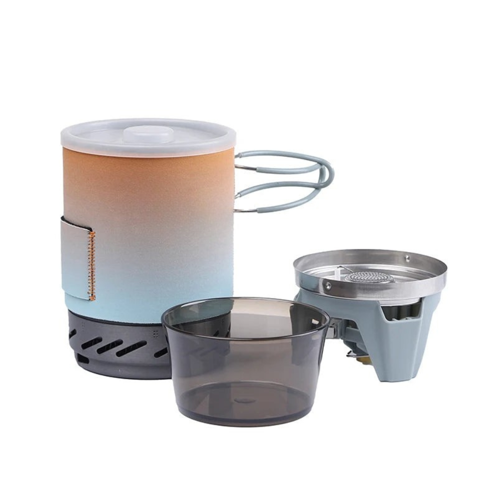 Outdoor Portable Gas Stove Cooking Set with Heat Exchanger Pot for Hiking and Camping