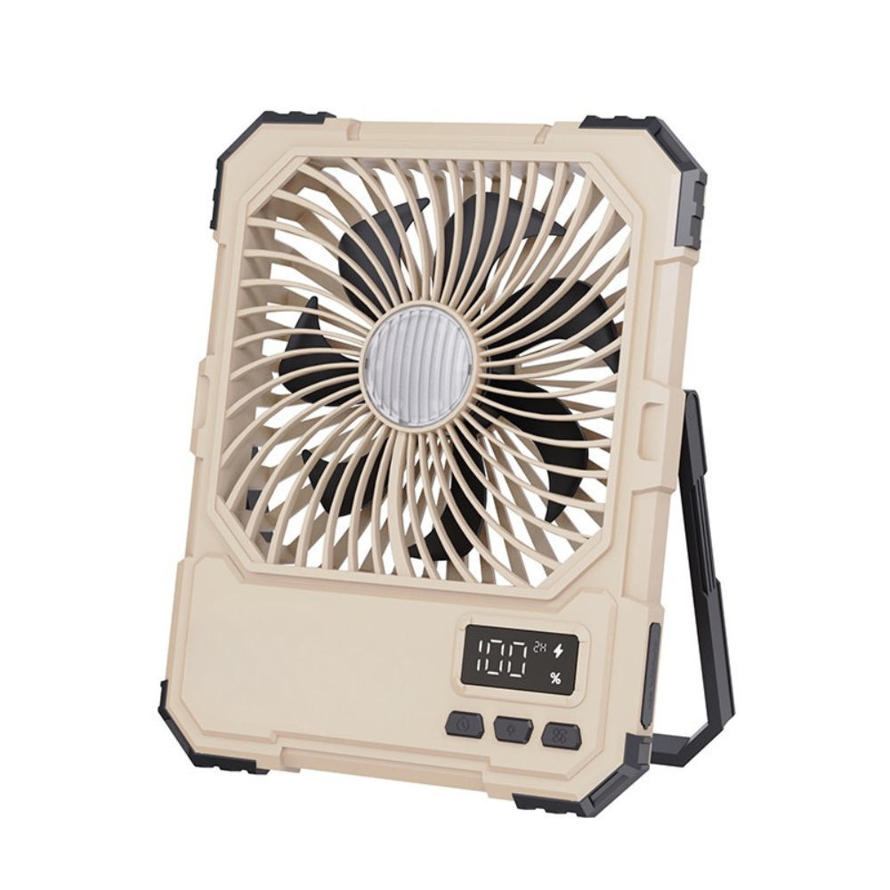 Portable 3-in-1 Rechargeable Camping Fan with LED Light Remote and Adjustable Stand