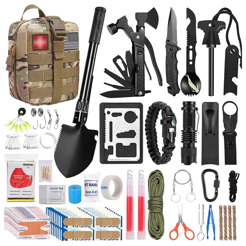 Waterproof Emergency Outdoor Gear Kit with Storage Bag for Camping Touring and Climbing