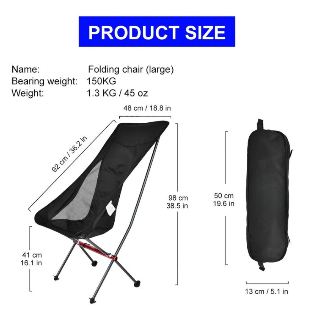 Lightweight Folding Fishing Chair for Camping Hiking Picnic and Outdoor Relaxation