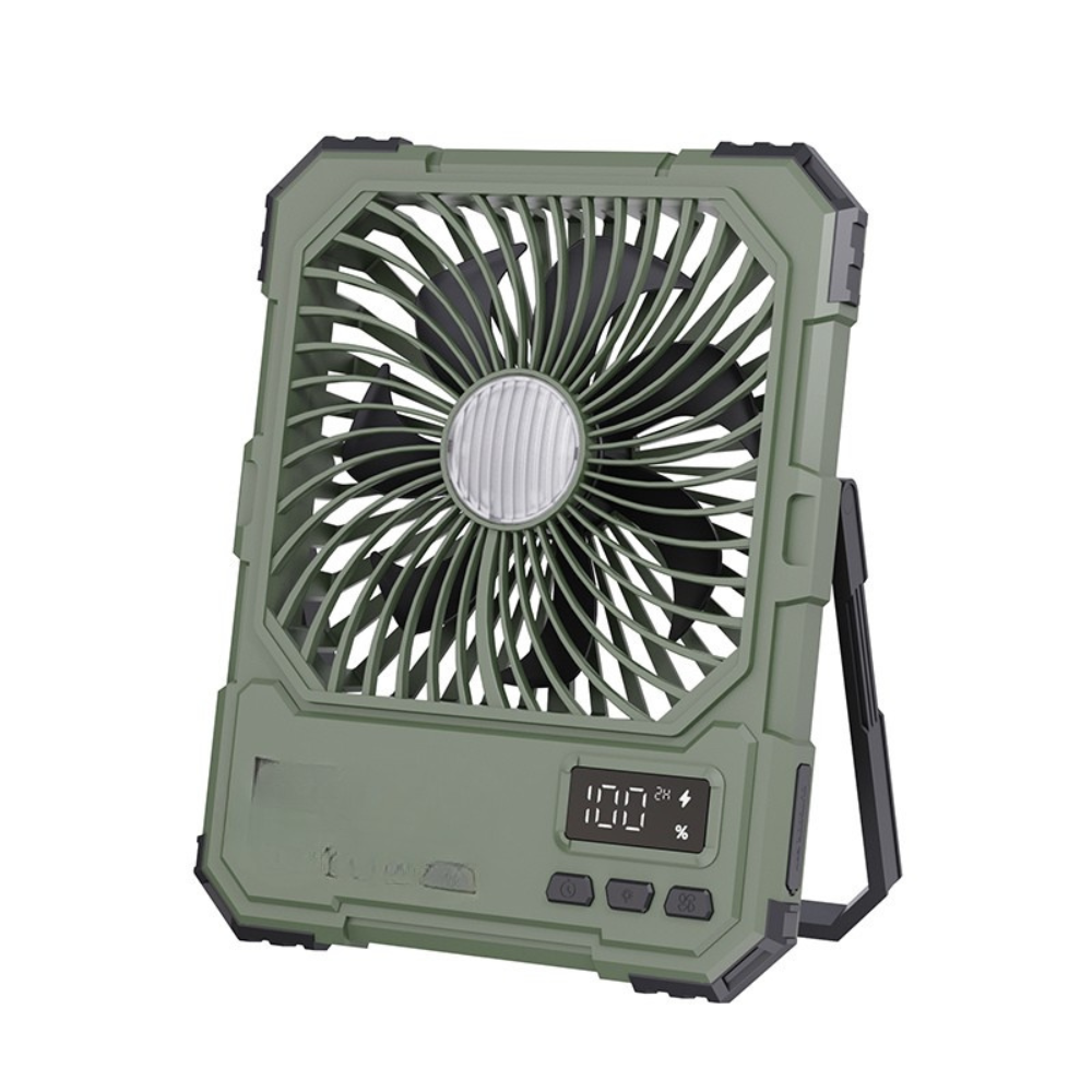 Portable 3-in-1 Rechargeable Camping Fan with LED Light Remote and Adjustable Stand