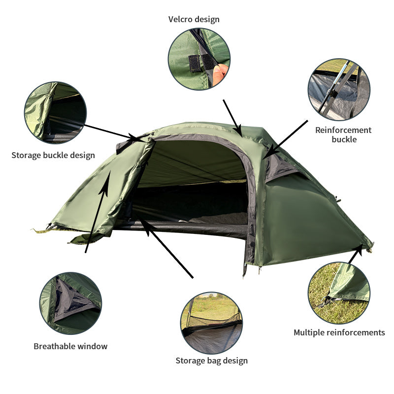Ultralight 4 Season Hiking Tent 1-2 Person Waterproof Outdoor Shelter with Carry Bag