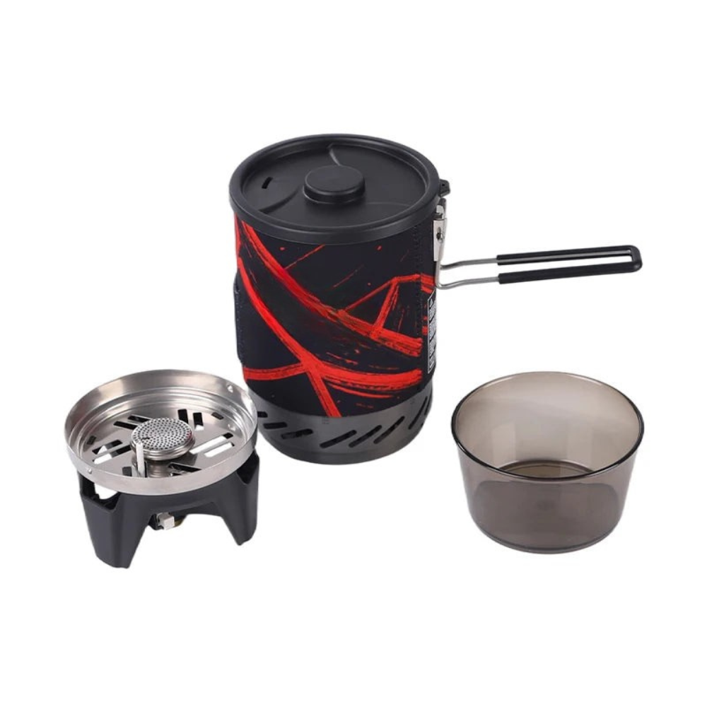 Outdoor Portable Gas Stove Cooking Set with Heat Exchanger Pot for Hiking and Camping