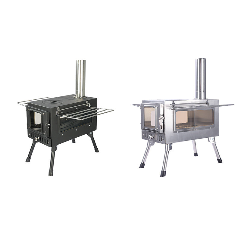 Portable Carbon Steel Camping Tent Stove with Grill for Outdoor Cooking Hiking & Picnic