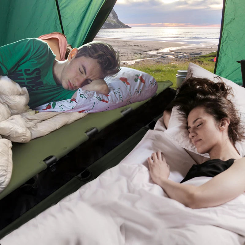 Portable Folding Camping Cot with Aluminium Frame Compact Outdoor Travel Bed