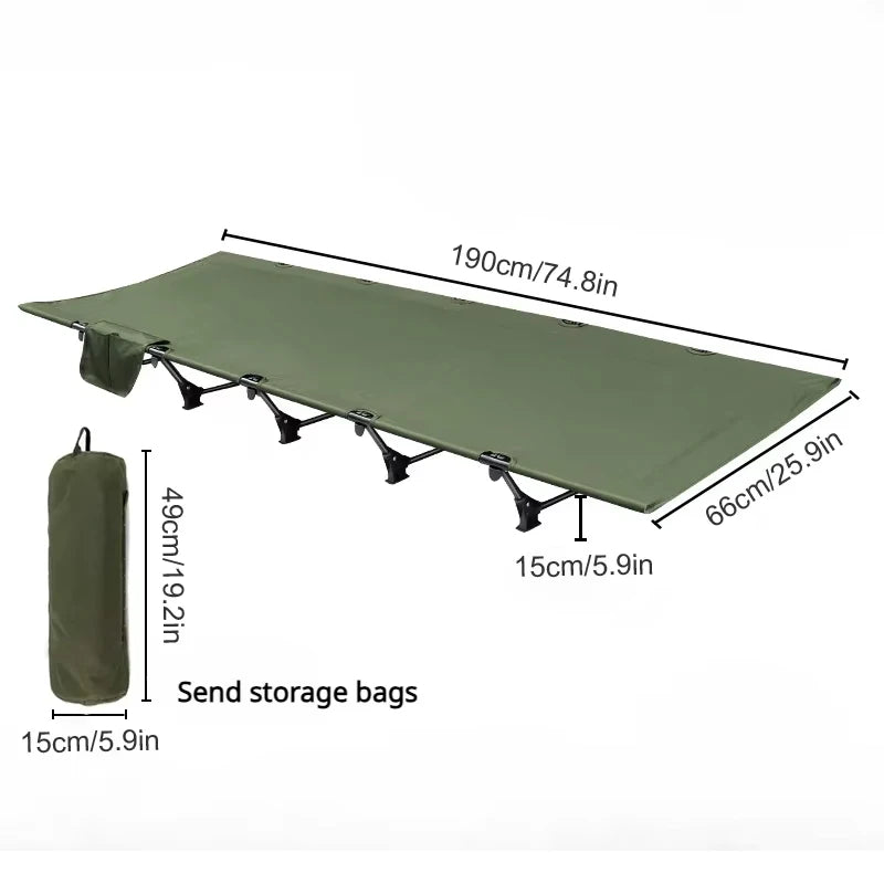 Portable Folding Camping Cot with Aluminium Frame Compact Outdoor Travel Bed