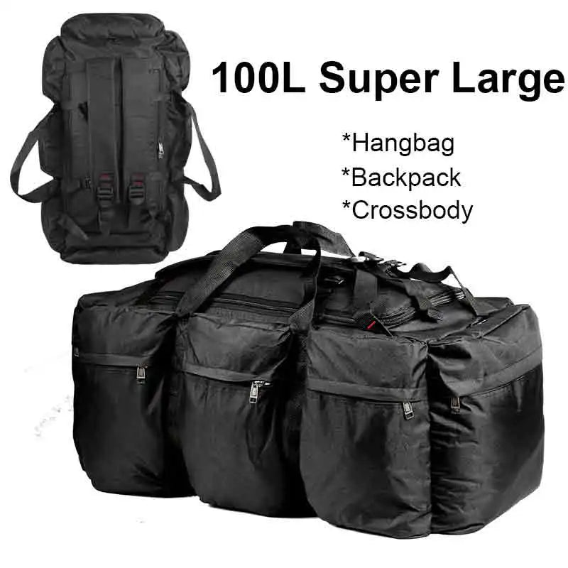 100L Waterproof Tactical Duffel Backpack Large Capacity Travel Hiking Camping Bag