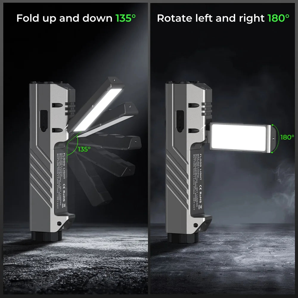 Rechargeable LED Flashlight 3100LM with UV Light Red Light Side Light and 5000mAh Battery