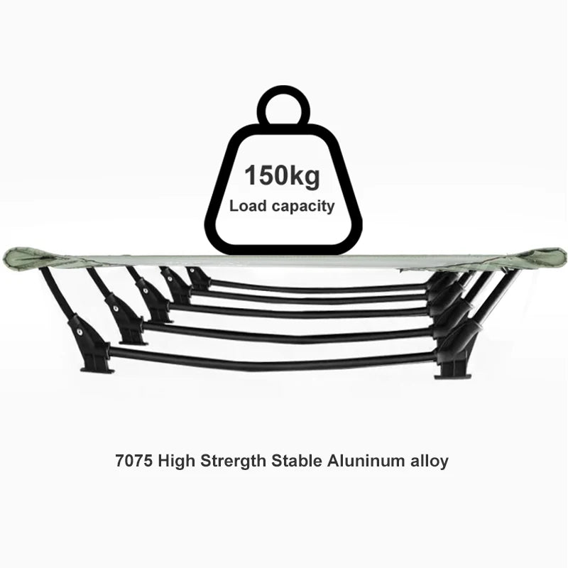 Portable Folding Camping Cot with Aluminium Frame Compact Outdoor Travel Bed