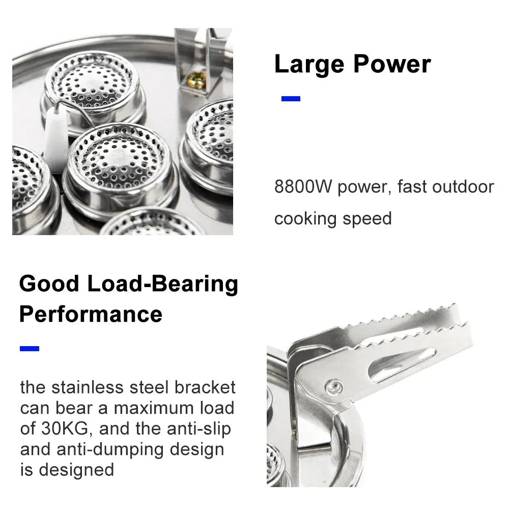 Portable Stainless Steel Camping Stove with Ignition for Outdoor Cooking