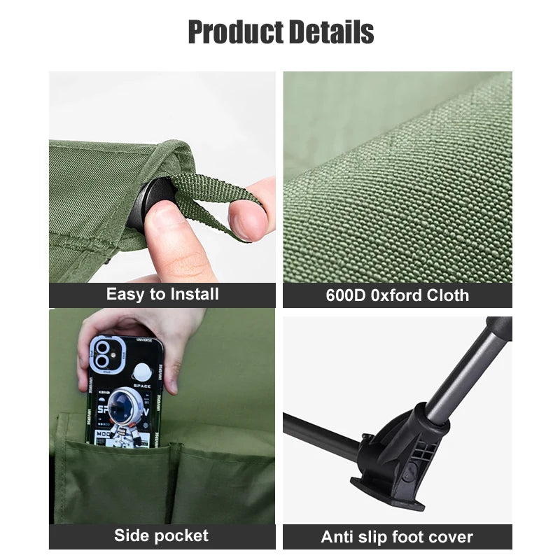 Portable Folding Camping Cot with Aluminium Frame Compact Outdoor Travel Bed