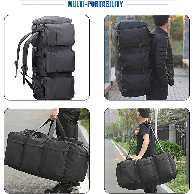 100L Waterproof Tactical Duffel Backpack Large Capacity Travel Hiking Camping Bag