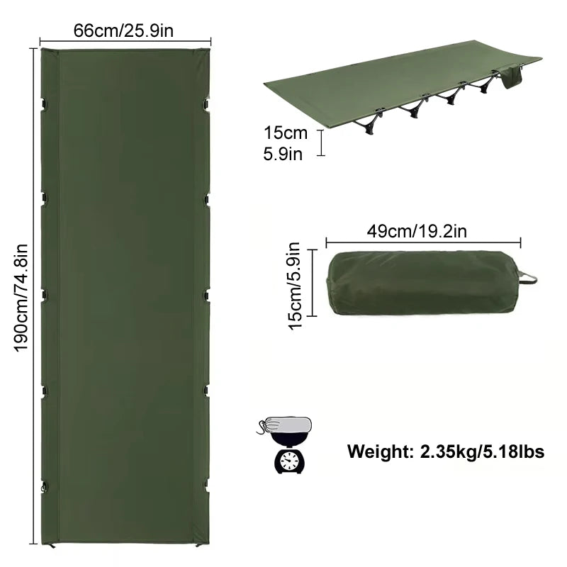 Portable Folding Camping Cot with Aluminium Frame Compact Outdoor Travel Bed