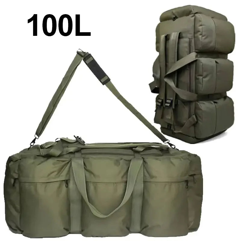 100L Waterproof Tactical Duffel Backpack Large Capacity Travel Hiking Camping Bag